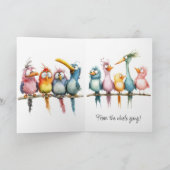 Whimsical Birds Group Gelukkige Verjaardag Groet Kaart (Binnen)