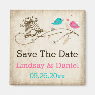 Whimsical Birds in Love Save the Date Magnet Magneet