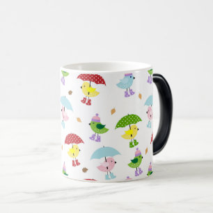 Whimsical Birds in Rain Boots Naadloze Patroon Magische Mok
