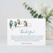Whimsical Birds on Branches Pastel Baby shower Bedankkaart (Staand voorkant)