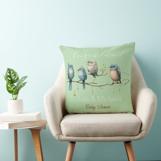 Whimsical Birds on Branches Pastel Baby shower Kussen (Stoel)