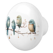 Whimsical Birds on Branches Tijdloze Elegantie Keramische Knop (Rechts)