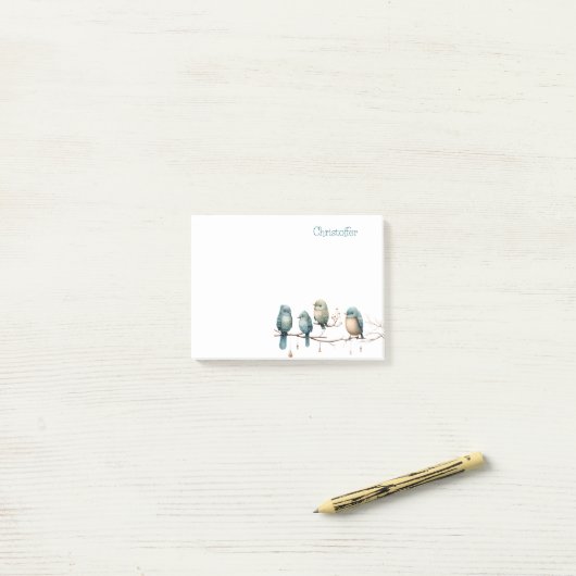 Whimsical Birds on Branches Tijdloze Elegantie Post-it® Notes (Op bureau)