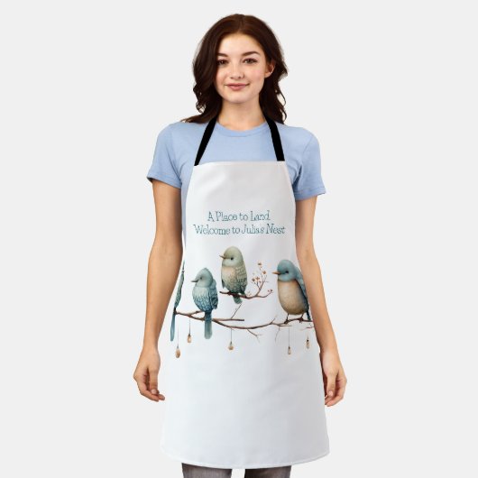 Whimsical Birds on Branches Tijdloze Elegantie Schort (Gedragen)