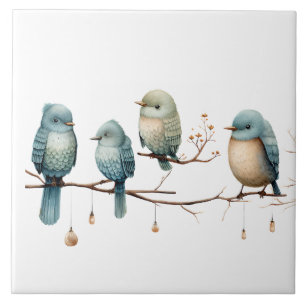 Whimsical Birds on Branches Tijdloze Elegantie Tegeltje