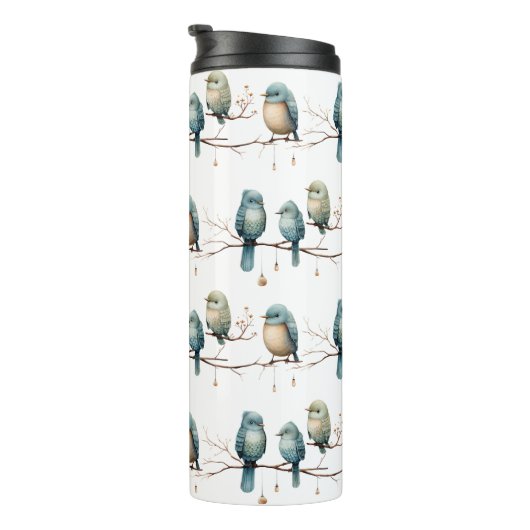 Whimsical Birds on Branches Tijdloze Elegantie Thermosbeker (Geroteerd rechts)