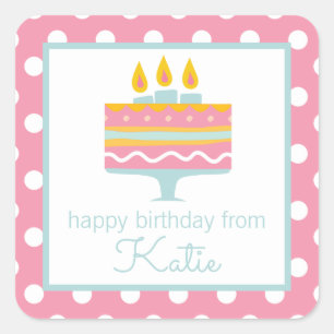 Whimsical Birthday Cake Gepersonaliseerde Gift Sti Vierkante Sticker