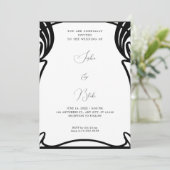 Whimsical Black and White Art Deco Wedding Kaart (Staand voorkant)