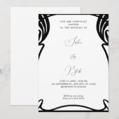 Whimsical Black and White Art Deco Wedding Kaart (Voorkant / Achterkant)