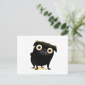 Whimsical Black Big Eyed Pug Briefkaart (Staand voorkant)