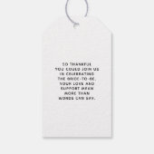 Whimsical Black Bow Handwritten Bridal Thank You Cadeaulabel (Achterkant)