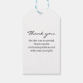 Whimsical Black Bow Monogram Thank You Wedding Cadeaulabel (Achterkant)
