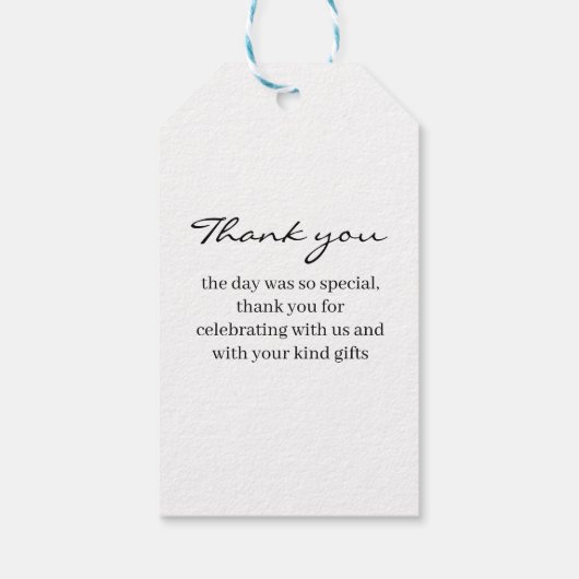 Whimsical Black Bow Monogram Thank You Wedding Cadeaulabel (Achterkant)