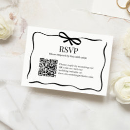 Whimsical Black Bow Tie Wedding QR Code Rsvp Kaartje