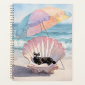 Whimsical Black Cat Beach Planner (Voorkant)