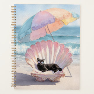 Whimsical Black Cat Beach Planner
