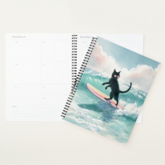 Whimsical Black Cat Beach Planner (Display)