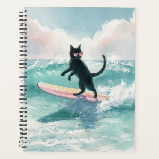 Whimsical Black Cat Beach Planner (Voorkant)
