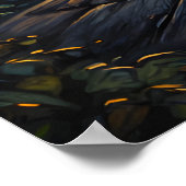 Whimsical Black Cat & Celestial Town Wall Art Poster (Hoek)