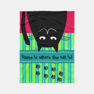 Whimsical Black Cat Fleece Blanket