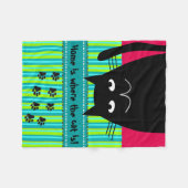 Whimsical Black Cat Fleece Blanket Deken (Voorkant (Horizontaal))