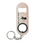 Whimsical Black Cat Glittery Wake up and make-up Mini Flessenopener (Voorkant)