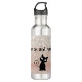 Whimsical Black Cat Glittery Wake up and make-up Waterfles (Voorkant)