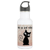 Whimsical Black Cat Glittery Wake up and make-up Waterfles (Voorkant)