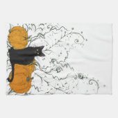 Whimsical Black Cat Halloween Theedoek (Horizontaal)