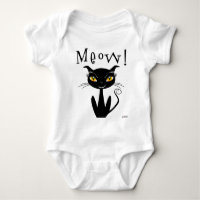 Whimsical Black Cat Meow!