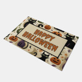 Whimsical Black Cats and Halloween Pumpkins Deurmat (Schuin)