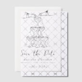Whimsical Black Champagne Tower Bewaar de datum Vellum Uitnodigingen (Offset (Uitnodiging))