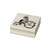 Whimsical Black Cockato Monogram Rubberstempel (Stempel)