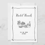 Whimsical Black Drawn Bridal Brunch Vrijgezellenfe Kaart (Achterkant)