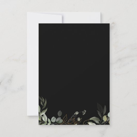 Whimsical Black en Gold QR Code RSVP Kaartje (Achterkant)