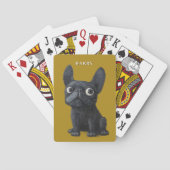 Whimsical Black Frenchie Mustard Yellow Dog Tas Pokerkaarten (Achterkant)