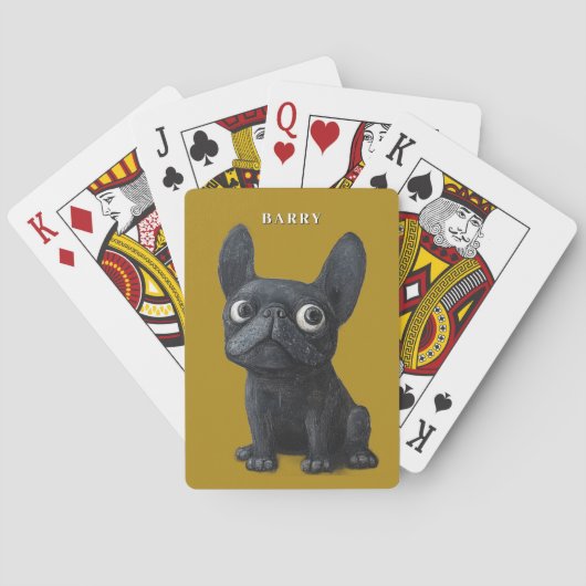 Whimsical Black Frenchie Mustard Yellow Dog Tas Pokerkaarten (Achterkant)