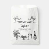 Whimsical Black Hand Drawn Vrijgezellenfeest Bedankzakje (Voorkant)