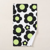Whimsical Black & Lime Green Floral Retro Gourme (Serviette à main)