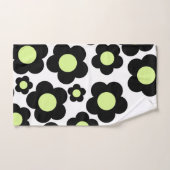 Whimsical Black & Lime Green Floral Retro Gourme (Serviette à main)