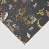 Whimsical Black Mushroom Merry Kerstmis Gothic Tissuepapier (Detail)