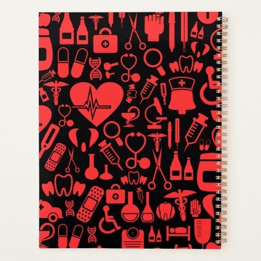 Whimsical Black & Red Nurse Planner (Achterkant)