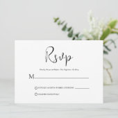 Whimsical Black Script op White RSVP Card Kaart (Staand voorkant)