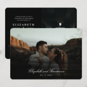 Whimsical Black Typography Photo Wedding Kaart (Voorkant / Achterkant)