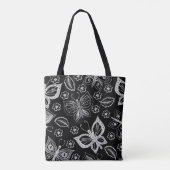 Whimsical Black & White Butterfly Pattern Draagtas (Achterkant)