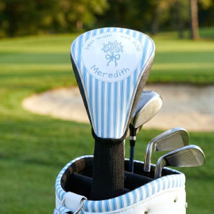 Whimsical blau-wit gestreepte preppy-moeder gevest golfheadcover