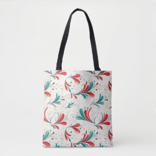 Whimsical Blauw en Rood Paisley Blad Patroon (2) Draagtas