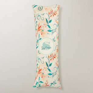 Whimsical Blauw en Rood Paisley Blad Patroon (2) Lichaamskussen