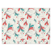 Whimsical Blauw en Rood Paisley Blad Patroon (2) Tafelkleed (Voorkant (Horizontaal))