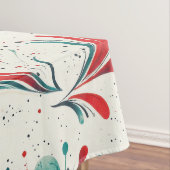 Whimsical Blauw en Rood Paisley Blad Patroon (2) Tafelkleed (Voorbeeld)